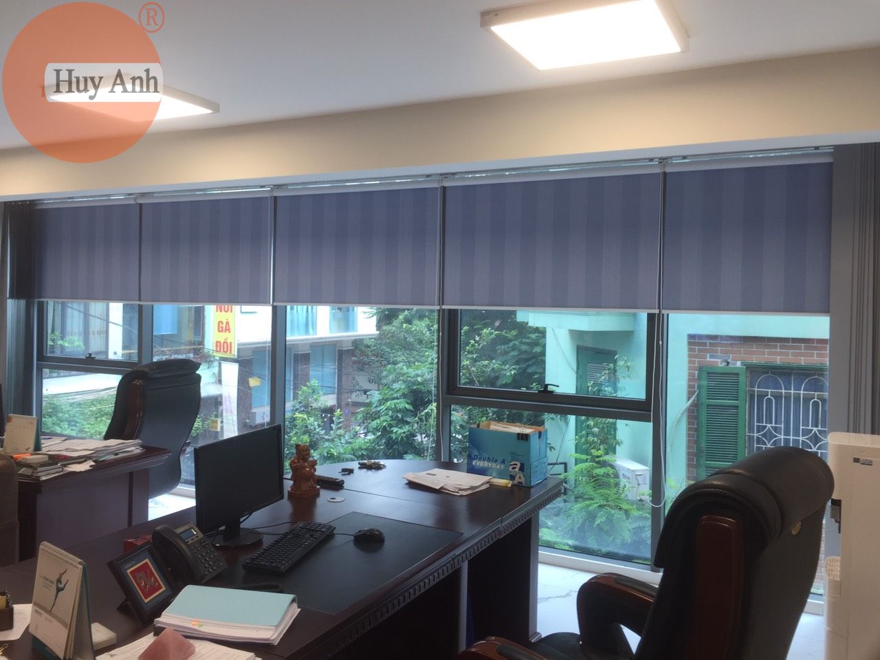 rèm cuốn vải tráng cao su kẻ sọc